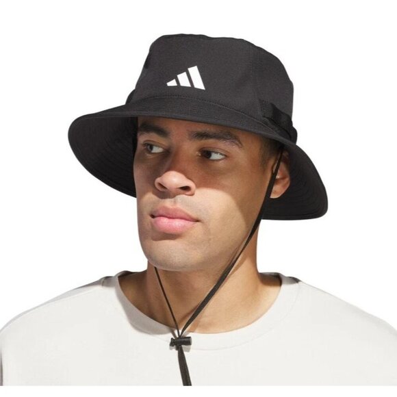 NEW Adidas Men's Climacool Black Bucket Hat UPF 50 Sun Protection Polyester - Picture 1 of 8